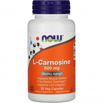 Аминокислота NOW FOODS L-CARNOSINE, 500 мг - 50 капсул Аминокислота NOW FOODS L-CARNOSINE, 500 мг - 50 капсул